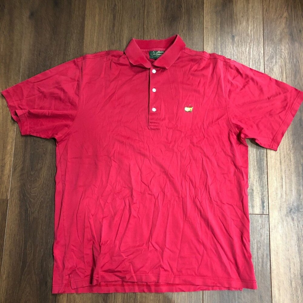 Amen Corner Masters Polo Shirt Mens Sz Large Red Short Sleeve Golf Pima Cotton